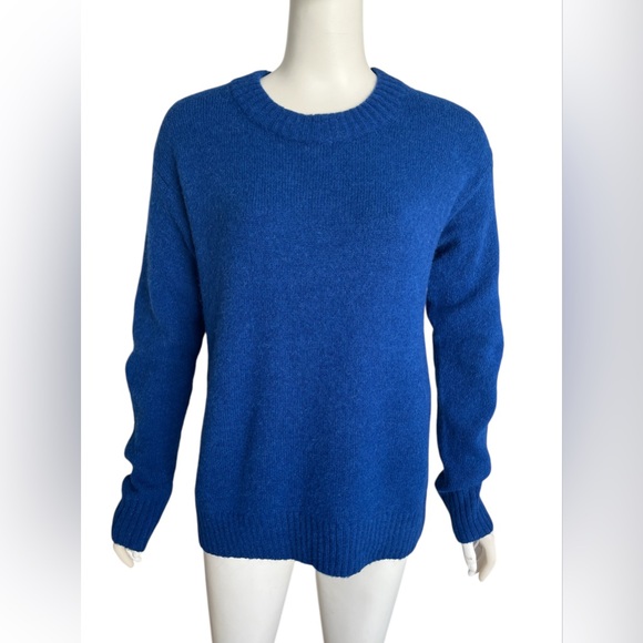 $290 Ayr The Kickback Alpaca Merino Wool Women Blue Sweater S Fisherman Luxury - Picture 2 of 7
